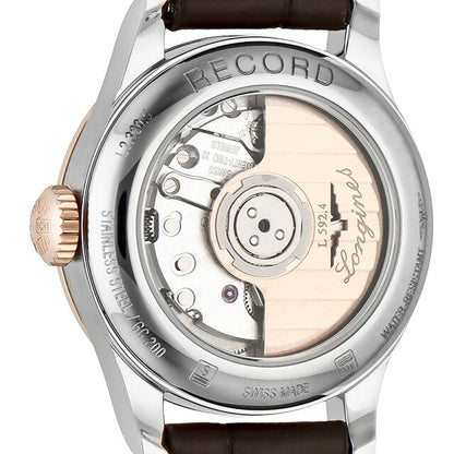ロンジン レコード 自動巻き 腕時計 ブランド レディース LONGINES L2.320.5.76.2 アナログ シルバー ブラウン スイス製 L2-320-5-76-2