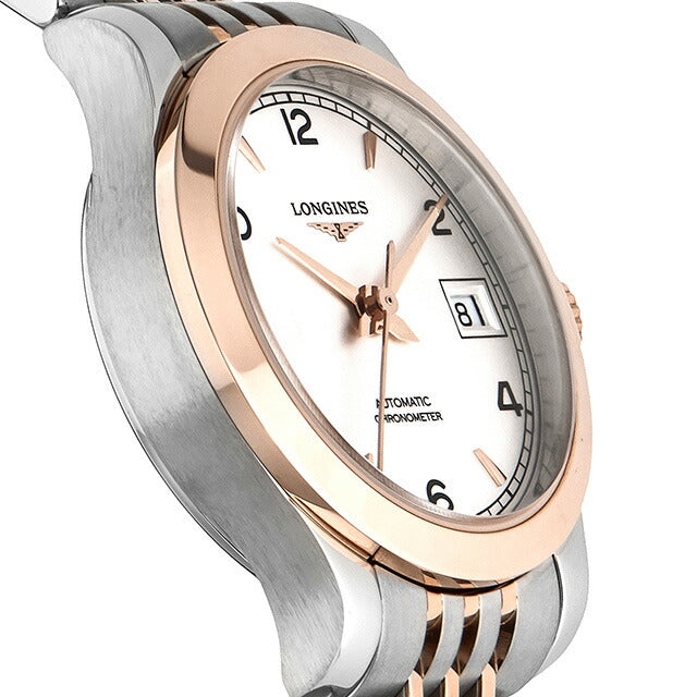 ロンジン レコード 自動巻き 腕時計 ブランド レディース LONGINES L2.320.5.76.7 アナログ シルバー ピンクゴールド スイス製 L2-320-5-76-7