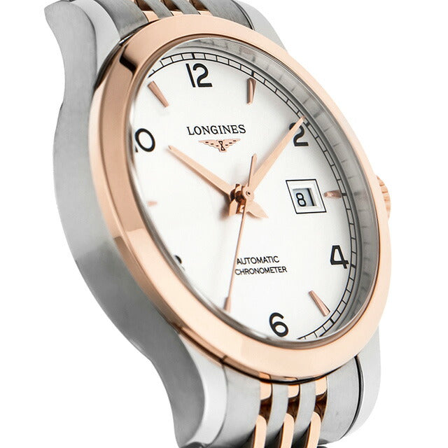 ロンジン レコード 自動巻き 腕時計 ブランド レディース LONGINES L2.321.5.76.7 アナログ シルバー ピンクゴールド スイス製 L2-321-5-76-7
