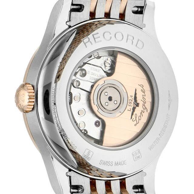 ロンジン レコード 自動巻き 腕時計 ブランド レディース LONGINES L2.321.5.76.7 アナログ シルバー ピンクゴールド スイス製 L2-321-5-76-7
