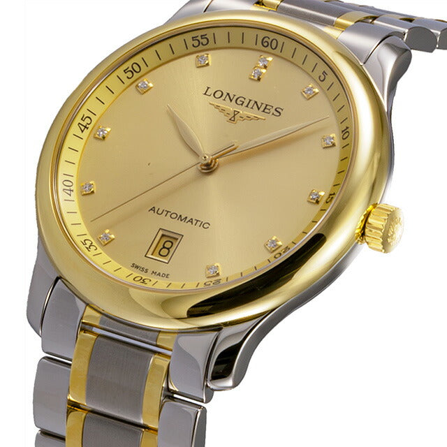 ロンジン マスターコレクション 自動巻き 腕時計 ブランド メンズ ダイヤモンド LONGINES L2.628.5.37.7 アナログ イエローゴールド シルバー スイス製 L2-628-5-37-7