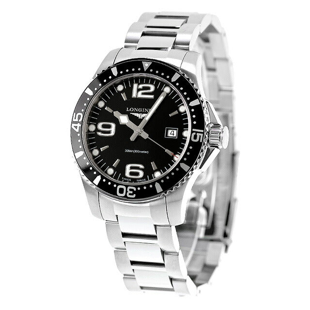 ロンジン ハイドロコンクエスト クォーツ 電池式 腕時計 ブランド メンズ LONGINES L3.730.4.56.6 アナログ ブラック 黒 スイス製 L3-730-4-56-6