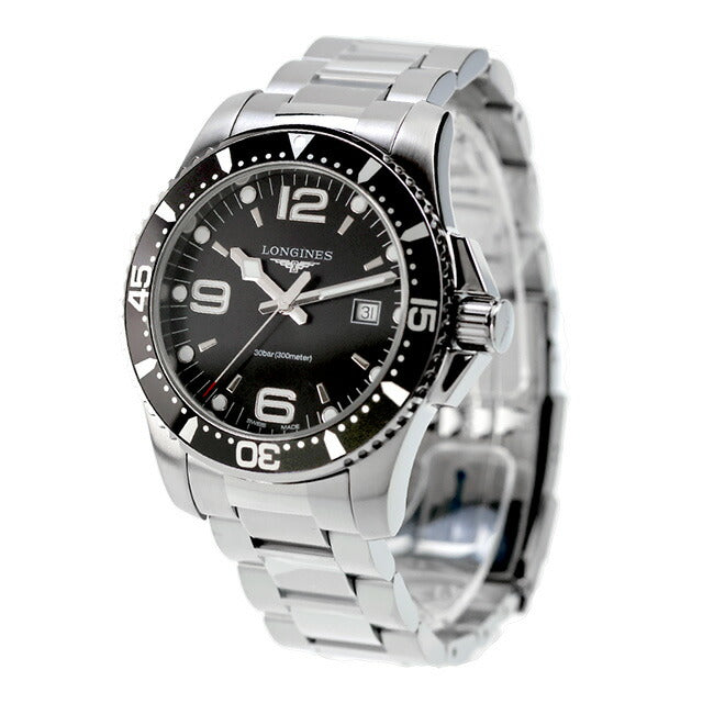 ロンジン ハイドロコンクエスト クォーツ 電池式 腕時計 ブランド メンズ LONGINES L3.840.4.56.6 アナログ ブラック 黒 スイス製 L3-840-4-56-6
