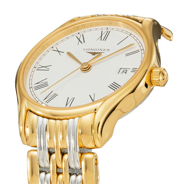 ロンジン リール クォーツ 電池式 腕時計 ブランド レディース LONGINES L4.259.2.11.7 アナログ ホワイト シルバー ゴールド 白 スイス製 L4-259-2-11-7