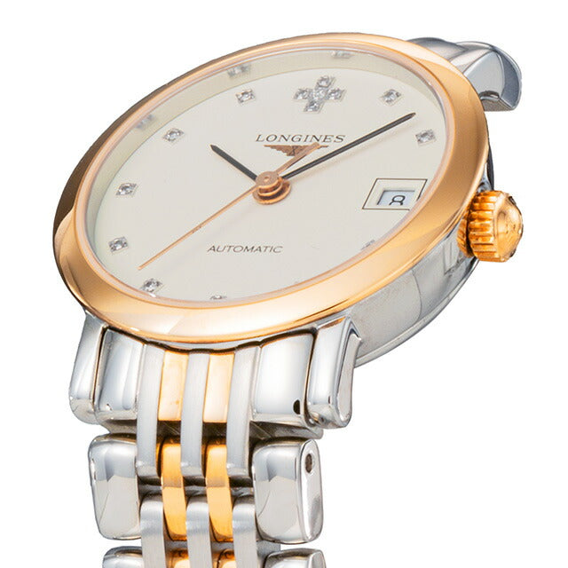ロンジン エレガント 自動巻き 腕時計 ブランド レディース LONGINES L4.309.5.99.7 アナログ ホワイト シルバー イエローゴールド 白 L4-309-5-99-7
