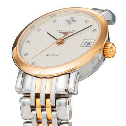 ロンジン エレガント 自動巻き 腕時計 ブランド レディース LONGINES L4.309.5.99.7 アナログ ホワイト シルバー イエローゴールド 白 L4-309-5-99-7
