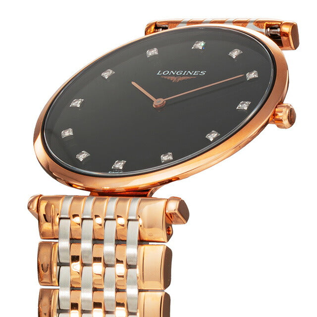 ロンジン グランクラシック クォーツ 電池式 腕時計 ブランド レディース LONGINES L4.709.1.57.7 アナログ ブラック ゴールド シルバー 黒 L4-709-1-57-7
