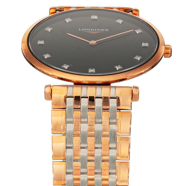 ロンジン グランクラシック クォーツ 電池式 腕時計 ブランド レディース LONGINES L4.709.1.57.7 アナログ ブラック ゴールド シルバー 黒 L4-709-1-57-7