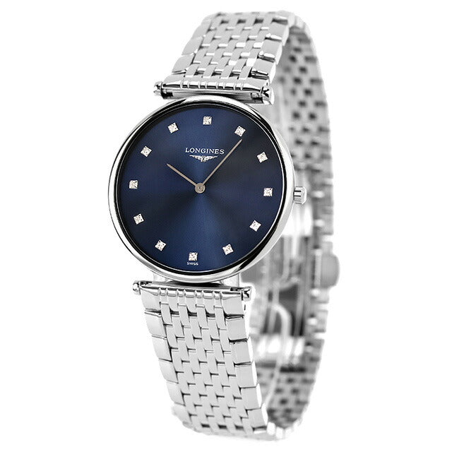 ロンジン グランクラシック クオーツ 腕時計 ブランド メンズ ダイヤモンド LONGINES L4.709.4.97.6 アナログ ブルー スイス製 L4-709-4-97-6