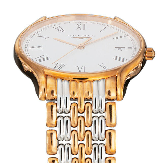 ロンジン リール クォーツ 電池式 腕時計 ブランド メンズ LONGINES L4.759.1.11.7 アナログ ホワイト ゴールド シルバー 白 スイス製 L4-759-1-11-7