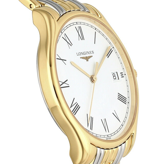 ロンジン リール クォーツ 電池式 腕時計 ブランド メンズ LONGINES L4.759.2.11.7 アナログ ホワイト ゴールド シルバー 白 スイス製 L4-759-2-11-7