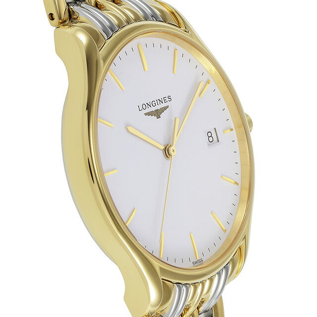ロンジン リール クォーツ 電池式 腕時計 ブランド メンズ LONGINES L4.759.2.12.7 アナログ ホワイト ゴールド シルバー 白 スイス製 L4-759-2-12-7
