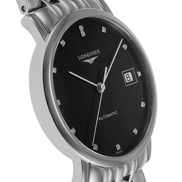 ロンジン エレガント 自動巻き 腕時計 ブランド レディース LONGINES L4.809.4.57.6 アナログ ブラック 黒 スイス製 L4-809-4-57-6