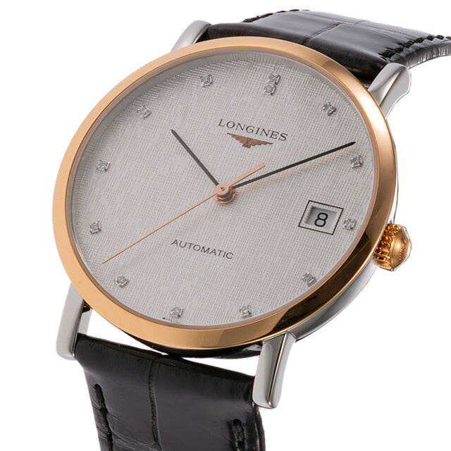 ロンジン エレガント 自動巻き 腕時計 ブランド レディース ダイヤモンド LONGINES L4.809.5.77.0 アナログ シルバー ブラック 黒 L4-809-5-77-0