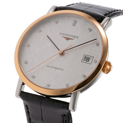 ロンジン エレガント 自動巻き 腕時計 ブランド レディース ダイヤモンド LONGINES L4.809.5.77.0 アナログ シルバー ブラック 黒 L4-809-5-77-0