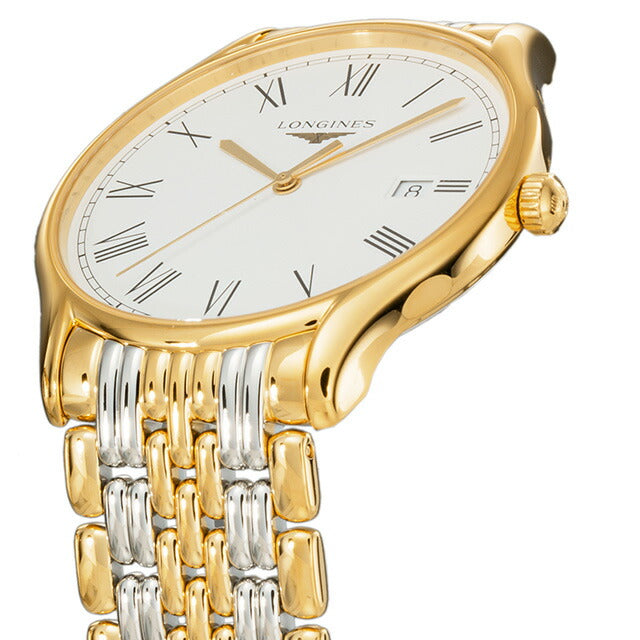 ロンジン リール クォーツ 電池式 腕時計 ブランド メンズ LONGINES L4.859.2.11.7 アナログ ホワイト ゴールド シルバー 白 スイス製 L4-859-2-11-7