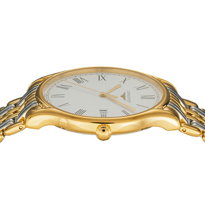 ロンジン リール クォーツ 電池式 腕時計 ブランド メンズ LONGINES L4.859.2.11.7 アナログ ホワイト ゴールド シルバー 白 スイス製 L4-859-2-11-7