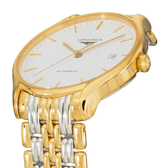 ロンジン リール 自動巻き 腕時計 ブランド メンズ LONGINES L4.860.2.12.7 アナログ ホワイト ゴールド シルバー 白 スイス製 L4-860-2-12-7