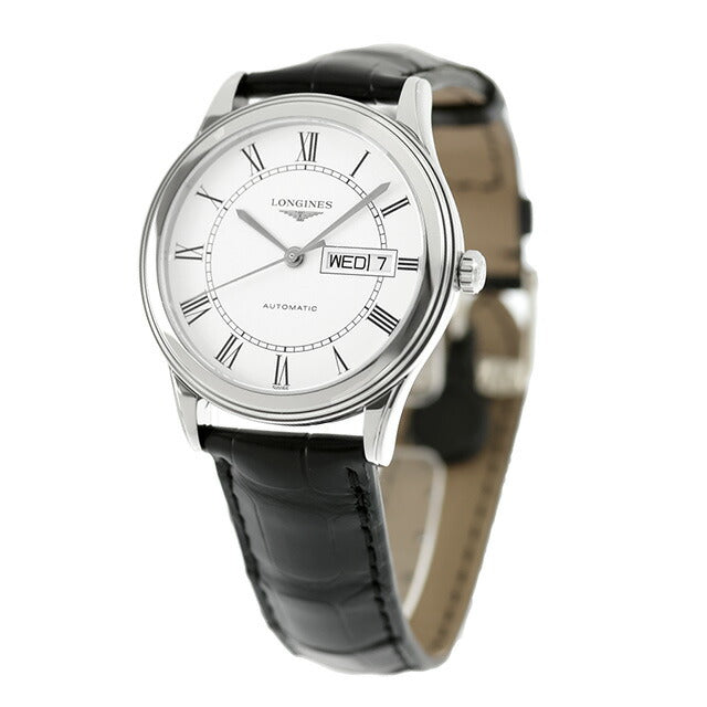 ロンジン フラッグシップ 自動巻き 腕時計 ブランド メンズ LONGINES L4.899.4.21.2 アナログ シルバー ブラック 黒 スイス製 L4-899-4-21-2