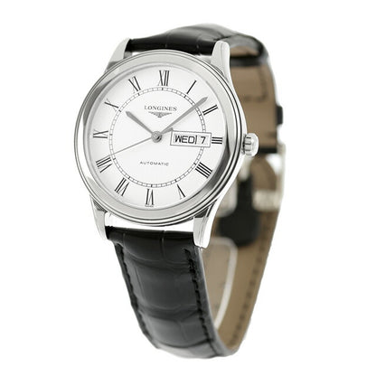 ロンジン フラッグシップ 自動巻き 腕時計 ブランド メンズ LONGINES L4.899.4.21.2 アナログ シルバー ブラック 黒 スイス製 L4-899-4-21-2