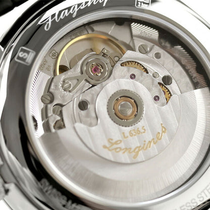 ロンジン フラッグシップ 自動巻き 腕時計 ブランド メンズ LONGINES L4.899.4.21.2 アナログ シルバー ブラック 黒 スイス製 L4-899-4-21-2