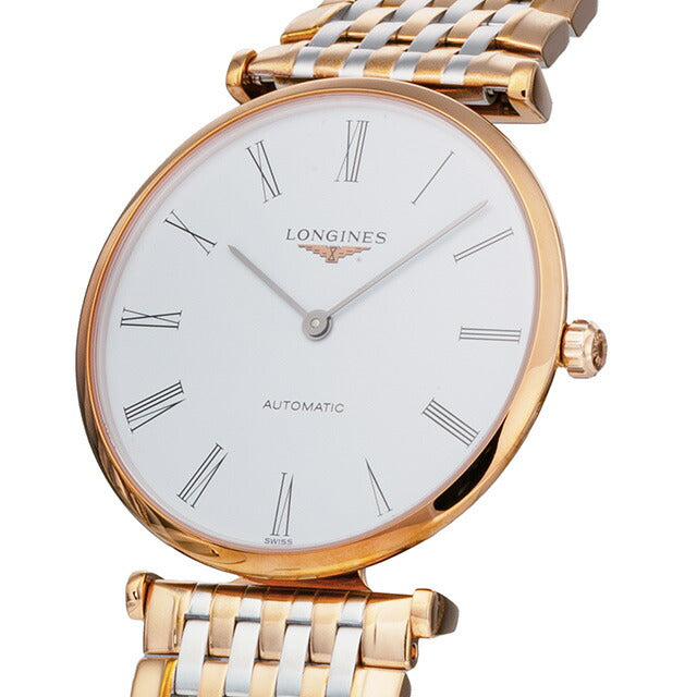 ロンジン グランクラシック 自動巻き 腕時計 ブランド メンズ LONGINES L4.908.1.91.7 アナログ ホワイト ゴールド シルバー 白 スイス製 L4-908-1-91-7