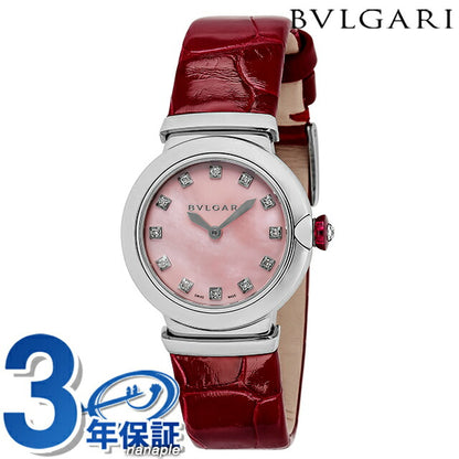 Bulgari Li Chear Quartz Watch Brand Ladies Diamond LU28C2SL 12 Analog Pink Shell Red Red Swiss LU28C2SL12