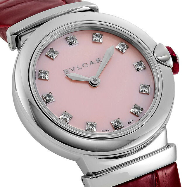 Bulgari Li Chear Quartz Watch Brand Ladies Diamond LU28C2SL 12 Analog Pink Shell Red Red Swiss LU28C2SL12