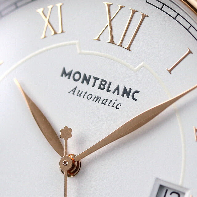 Montbran Star Legacy Classic Automatic Mechanical Watch品牌皮革腰带113824模拟白色白色白色瑞士MB113824