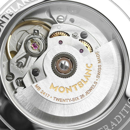 Montbran Star Legacy Classic Automatic Mechanical Watch品牌皮革腰带113824模拟白色白色白色瑞士MB113824