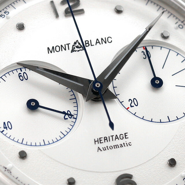 Montblanc Heritage Monopsar自动观看品牌男士计时码蒙特兰克119951模拟白色灰色白色MB119951