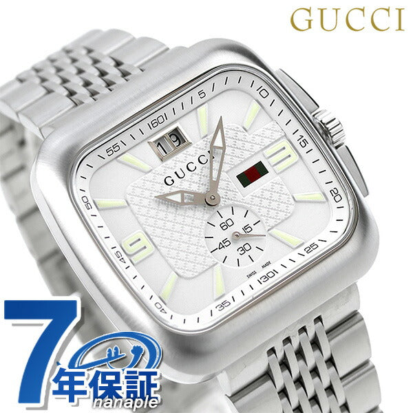 Gucci G Coupe Quartz观看品牌男士YA131319模拟白色白色白色瑞士