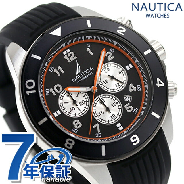 Nautica Note -Cawan Quartz观看品牌男士计时码表Nautica Napnos403模拟黑色黑色