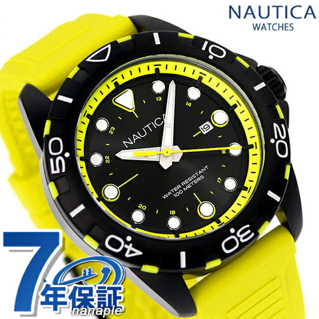 No Tika NSS L Quartz Watch Brand Men NAUTICA NAPNRS403 Analog Black Yellow Black