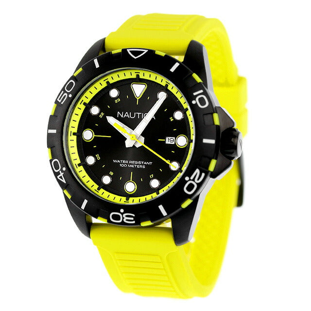 No Tika NSS L Quartz Watch Brand Men NAUTICA NAPNRS403 Analog Black Yellow Black