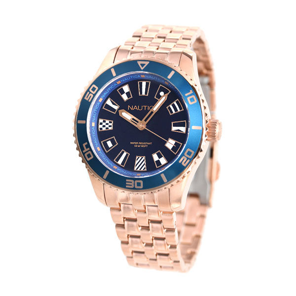 Nautica Watch Pacific Beach女士37mm Flag Ladies Watch Brand Nappbs027蓝色粉红色金色