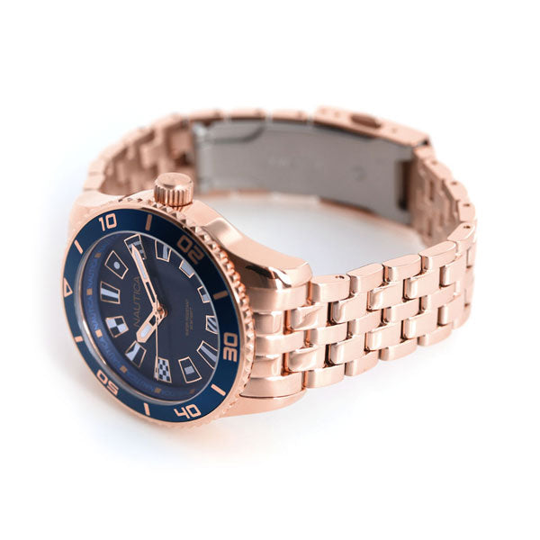 Nautica Watch Pacific Beach女士37mm Flag Ladies Watch Brand Nappbs027蓝色粉红色金色