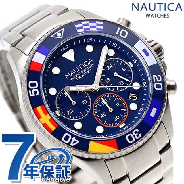 Nautica West Port Collection Quartz观看品牌男士计时码表Nautica NAPWPF909模拟海军