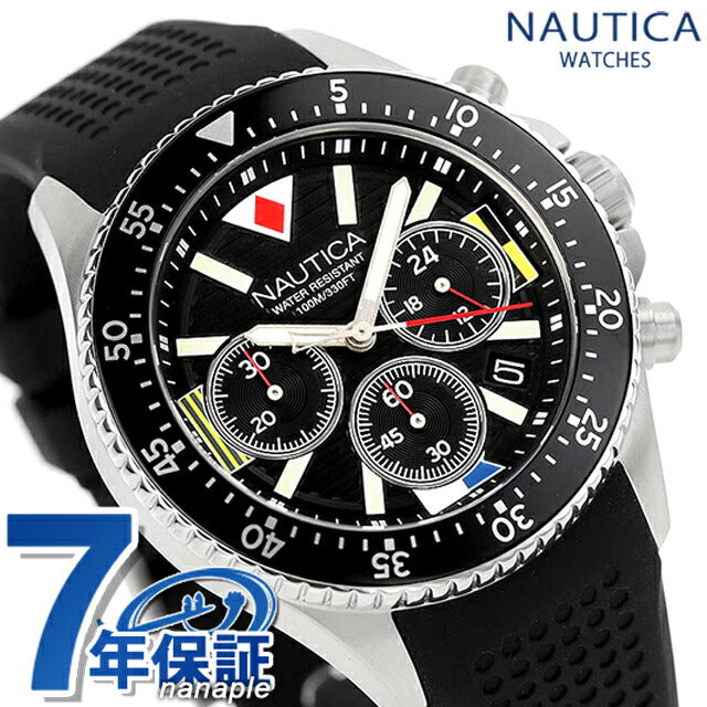 Nautica West Port Collection Quartz观看品牌男士计时码表Nautica NAPWPS301模拟黑色黑色