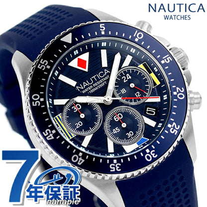 Nautica West Port Collection Quartz观看品牌男士计时码表Nautica NAPWPS302模拟海军