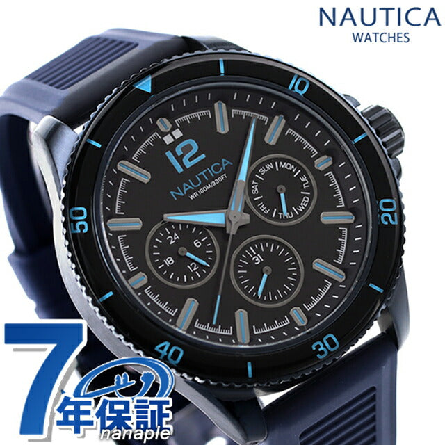 No Tika Nu Sea Tea Wind Rose Quartz Watch Brand Men NAUTICA NAPWRS401 Analog Black Navy Black