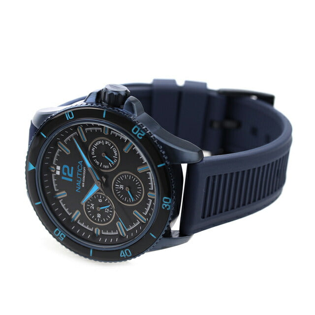 No Tika Nu Sea Tea Wind Rose Quartz Watch Brand Men NAUTICA NAPWRS401 Analog Black Navy Black