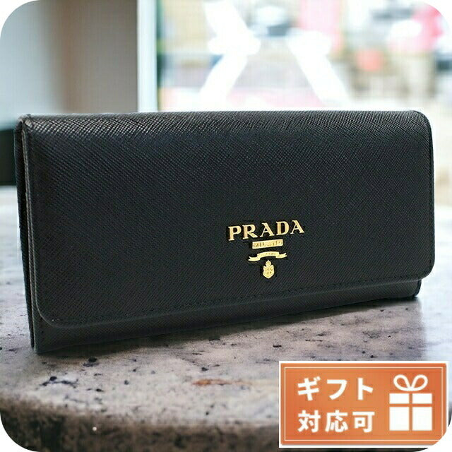 プラダ 長財布ニ折小銭入付き レディース ブランド SAFFIANO METAL ORO　レザー イタリア 1MH132 NERO　ブラック 財布 PRA1MH13201