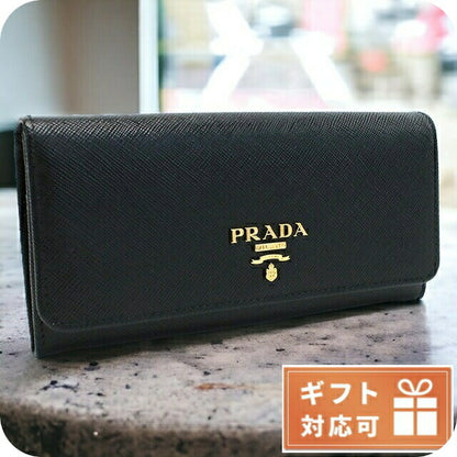 プラダ 長財布ニ折小銭入付き レディース ブランド SAFFIANO METAL ORO　レザー イタリア 1MH132 NERO　ブラック 財布 PRA1MH13201