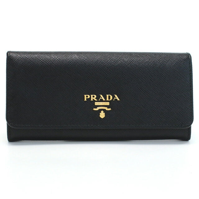 プラダ 長財布ニ折小銭入付き レディース ブランド SAFFIANO METAL ORO　レザー イタリア 1MH132 NERO　ブラック 財布 PRA1MH13201