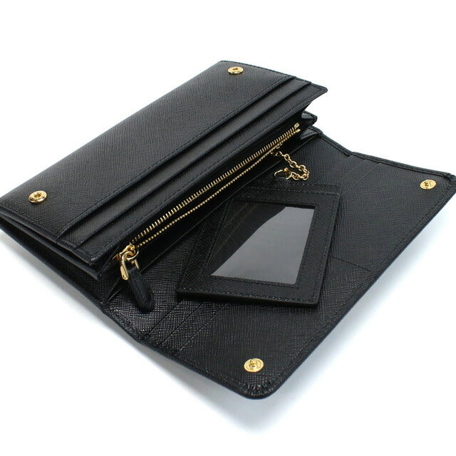 プラダ 長財布ニ折小銭入付き レディース ブランド SAFFIANO METAL ORO　レザー イタリア 1MH132 NERO　ブラック 財布 PRA1MH13201