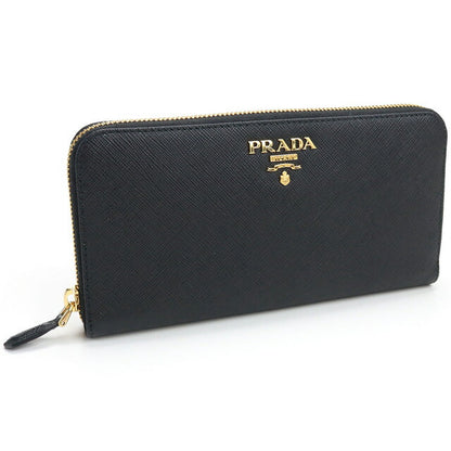 プラダ 長財布ラウンドファスナー レディース ブランド SAFFIANO METAL ORO レザー イタリア 1ML506 NERO　ブラック 財布 PRA1ML50601