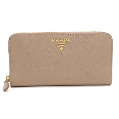 プラダ 長財布ラウンドファスナー レディース ブランド SAFFIANO METAL ORO レザー イタリア 1ML506 CIPRIA ベージュ系 財布 PRA1ML506351
