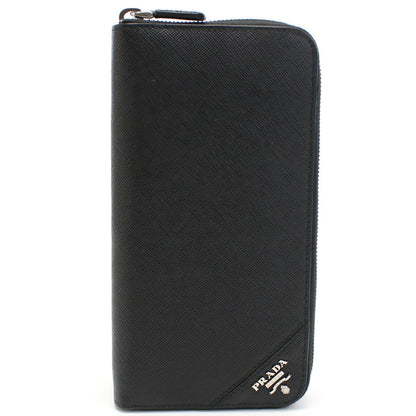 プラダ 長財布ラウンドファスナー メンズ SAFFIANO METAL レザー イタリア 2ML317 NERO ブラック 財布 PRA2ML317051