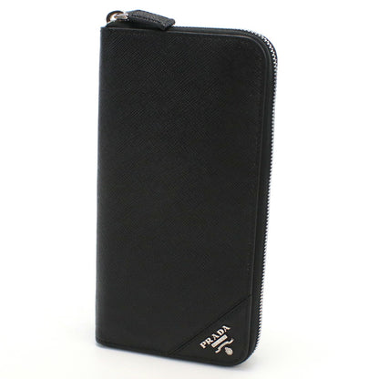 プラダ 長財布ラウンドファスナー メンズ SAFFIANO METAL レザー イタリア 2ML317 NERO ブラック 財布 PRA2ML317051